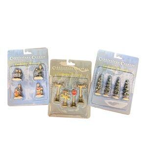 Cobblestone Corners Village Figurines Sets-Trees/Railroad Signs/People NIB